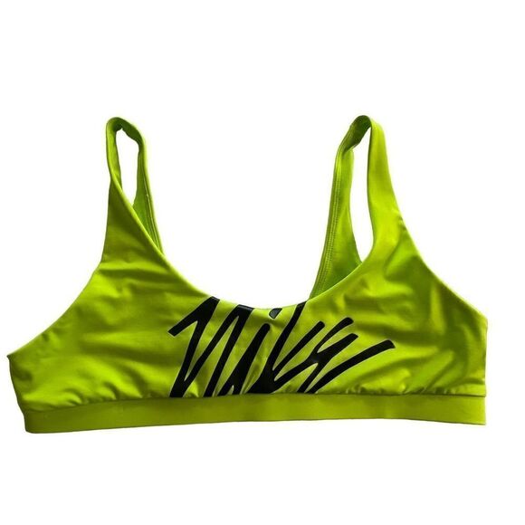 Nike Women's XLARGE Logo Scoop Neck Bikini Top in Lime Green - Picture 1 of 10